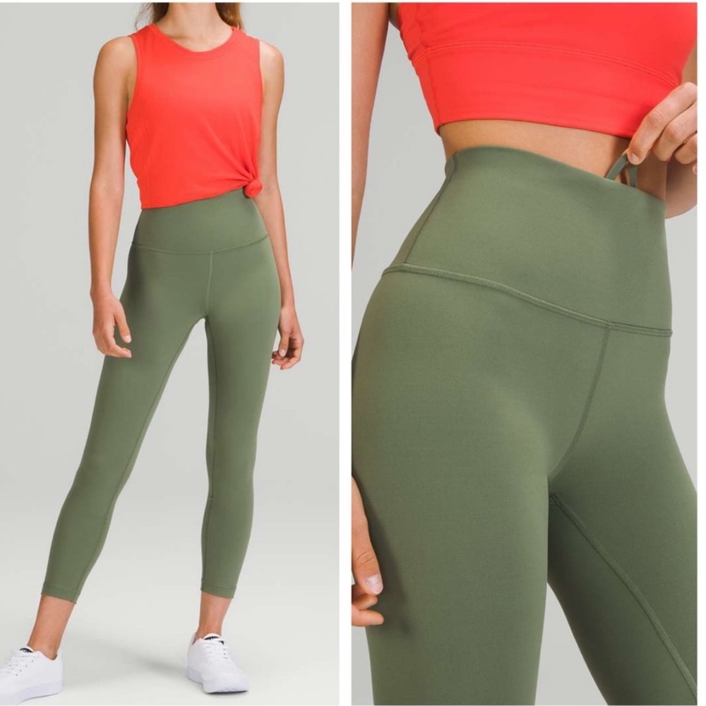Lululemon Wunder Train High Rise Tight 25" in green twill sz 18